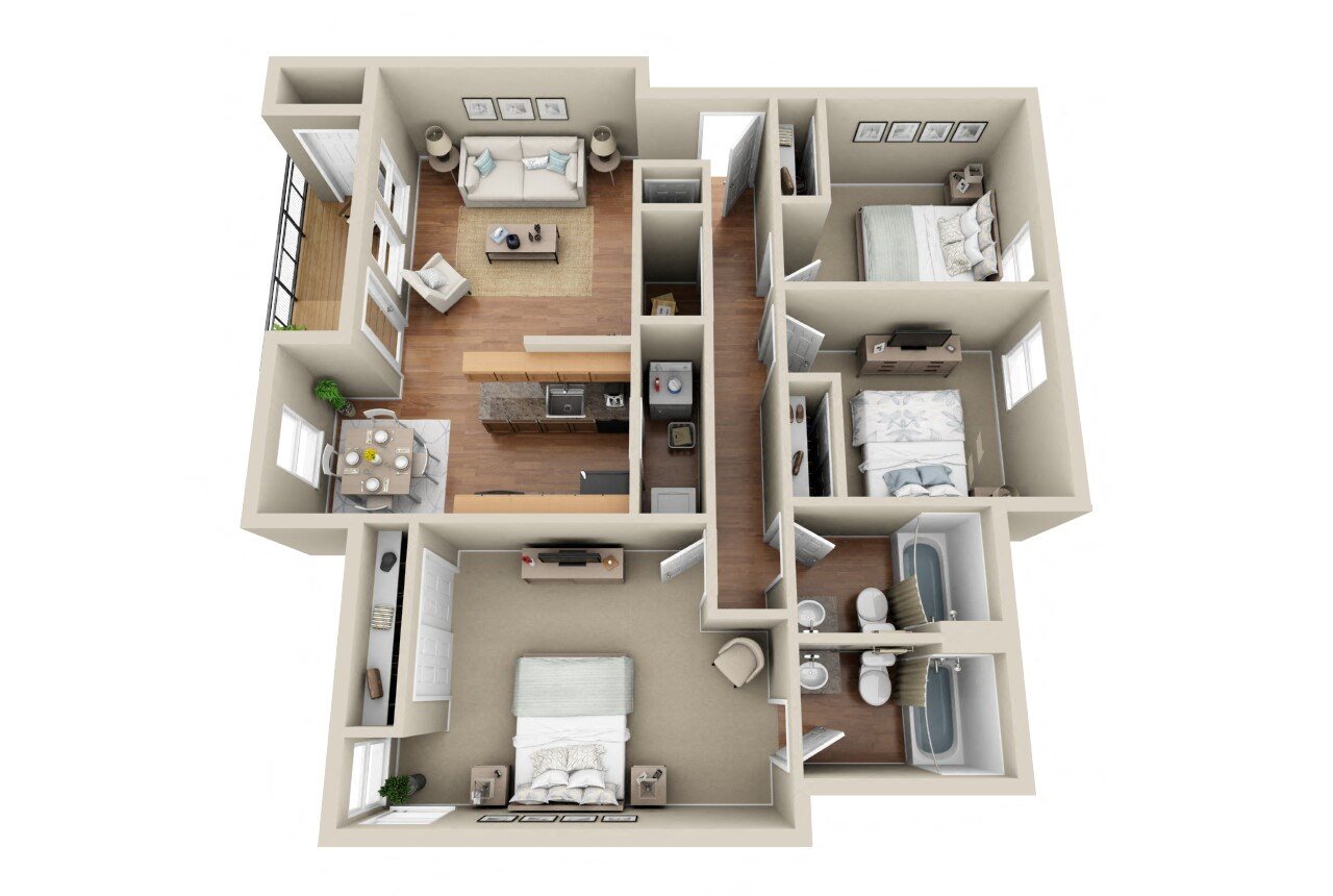 1, 2, & 3 Bedroom Apartments in Happy Valley, OR Floorplans